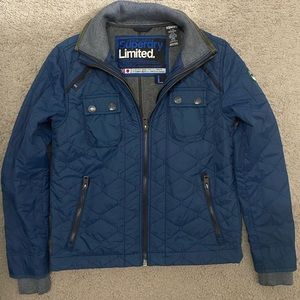 Super Dry Quilted Blue Jacket Coat Large